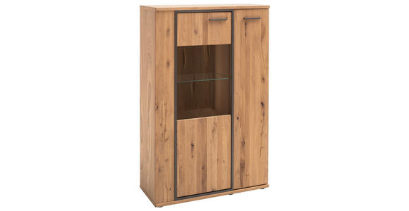 HIGHBOARD in 90/142/37 cm - Eichefarben/Anthrazit, KONVENTIONELL, Glas/Holz (90/142/37cm) - Landscape