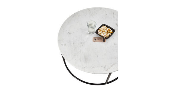 COUCHTISCH 80/80/46 cm rund Schwarz, Weiß - Schwarz/Weiß, Design, Stein/Metall (80/80/46cm) - Carryhome