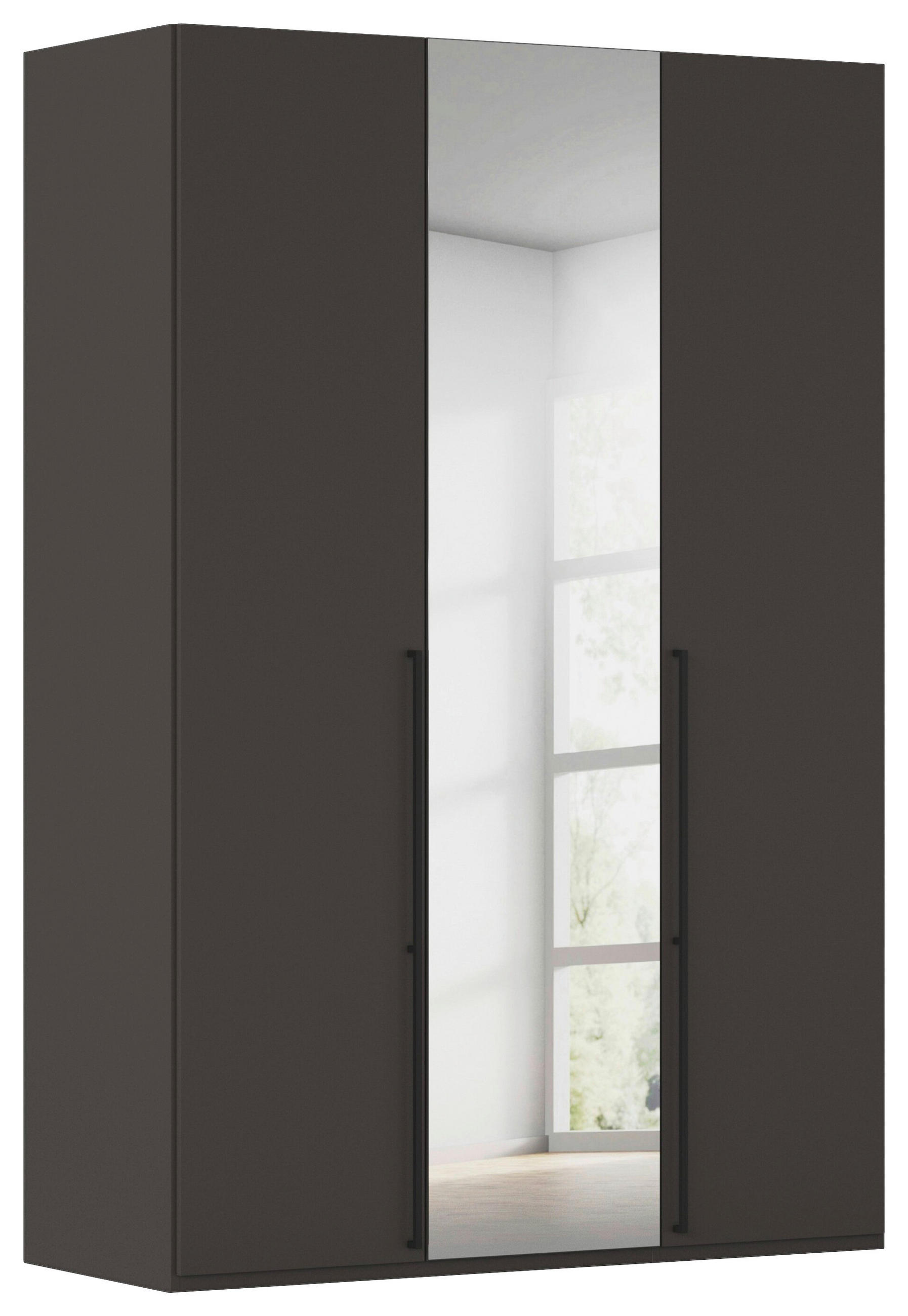 DREHTÜRENSCHRANK 151/223/61 cm,  in Graphitfarben, 3-türig  - Chromfarben/Schwarz, Basics, Glas/Holzwerkstoff (151/223/61cm) - Novel