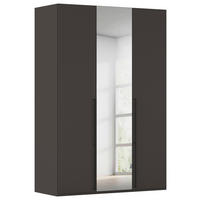 DREHTÜRENSCHRANK 151/223/61 cm,  in Graphitfarben, 3-türig  - Chromfarben/Schwarz, Basics, Glas/Holzwerkstoff (151/223/61cm) - Novel