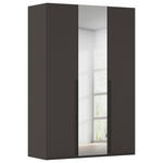DREHTÜRENSCHRANK 151/223/61 cm,  in Graphitfarben, 3-türig  - Chromfarben/Schwarz, Basics, Glas/Holzwerkstoff (151/223/61cm) - Novel