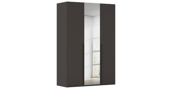 DREHTÜRENSCHRANK 151/235/61 cm,  in Graphitfarben, 3-türig  - Chromfarben/Schwarz, Basics, Glas/Holzwerkstoff (151/235/61cm) - Novel