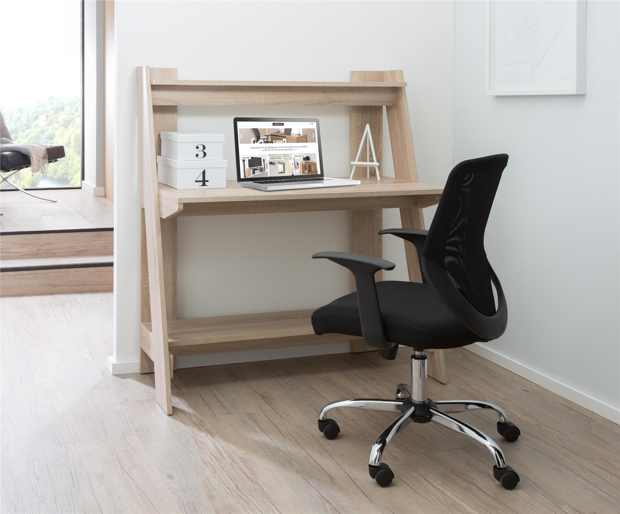 Thumbnail - Mid.you Schreibtisch Arizona, Eiche, Holzwerkstoff, rechteckig, A-Form, 121x55x110 cm, Arbeitszimmer, Schreibtische, Bür...