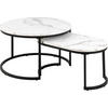 COUCHTISCHSET rund Weiß, Ahornfarben  - Ahornfarben/Schwarz, Design, Metall (70/70/42cm) - MID.YOU