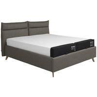 POLSTERBETT 180/200 cm  Dunkelbraun  - Graublau/Dunkelbraun, Konventionell, Holz/Textil (180/200cm) - Tempur