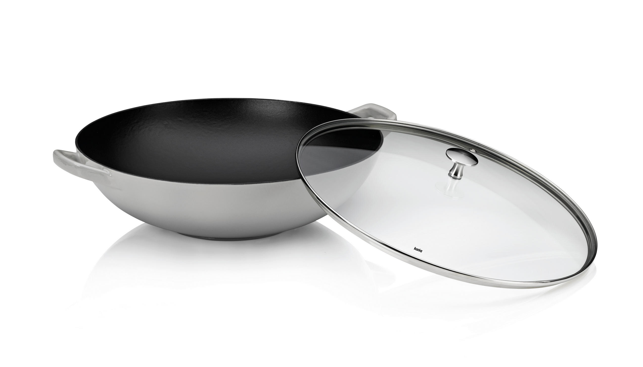 WOK 36/10 cm Calido - svijetlo siva, Konvencionalno, staklo/metal (36/10cm) - Kela