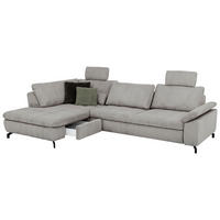 ECKSOFA in Cord, Velours Grau  - Schwarz/Grau, Design, Textil/Metall (197/291cm) - Beldomo Style