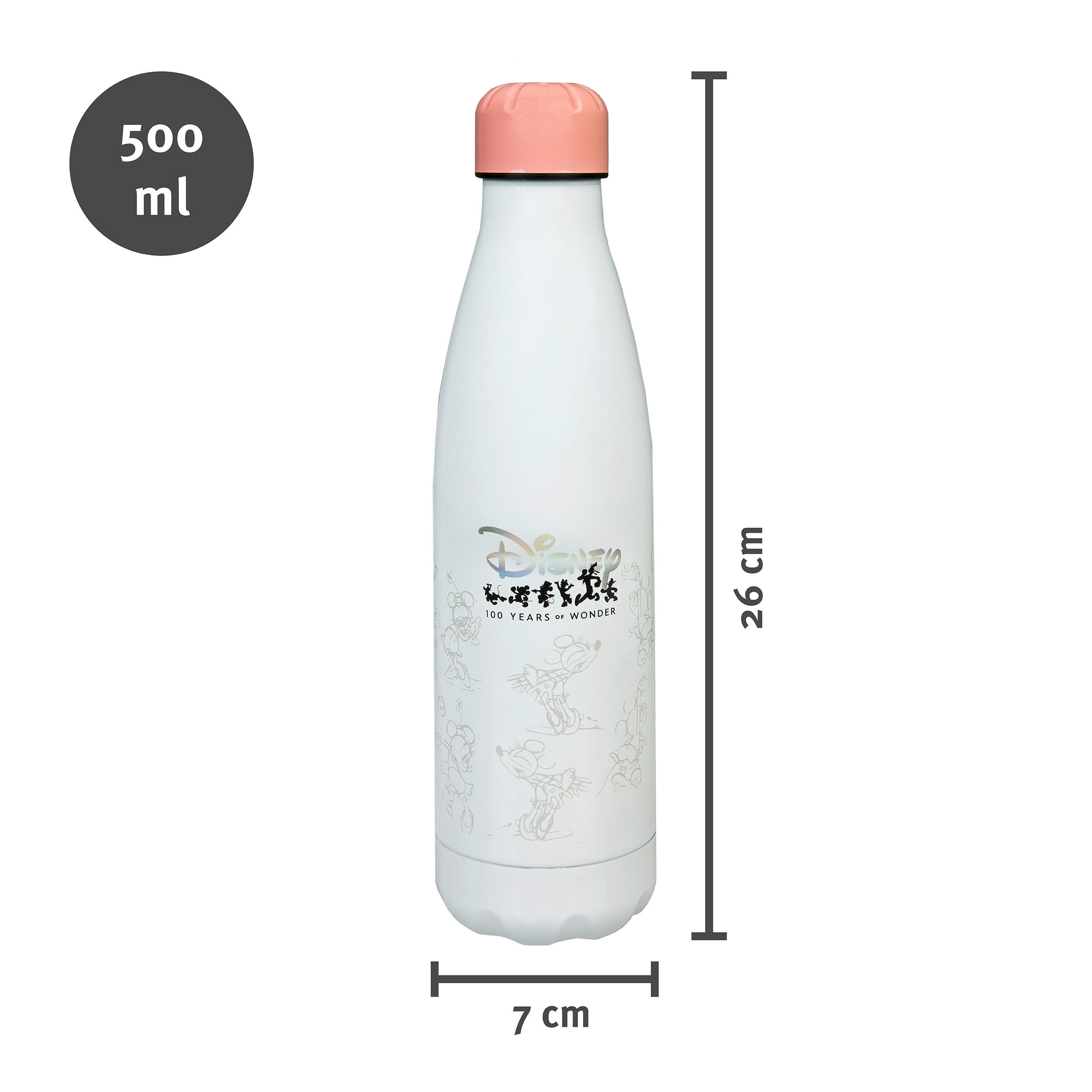 ISOLIERFLASCHE Mickey&Minnie 0,5 L  - Altrosa/Weiß, Basics, Metall (7/26/7cm) - Disney