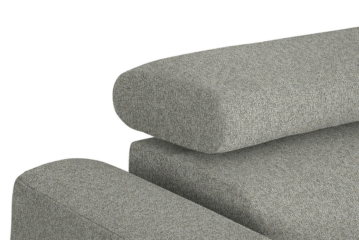 ECKSOFA in Struktur Hellgrau  280/205 cm  - Hellgrau/Schwarz, Design, Textil/Metall (280/205cm) - Xora