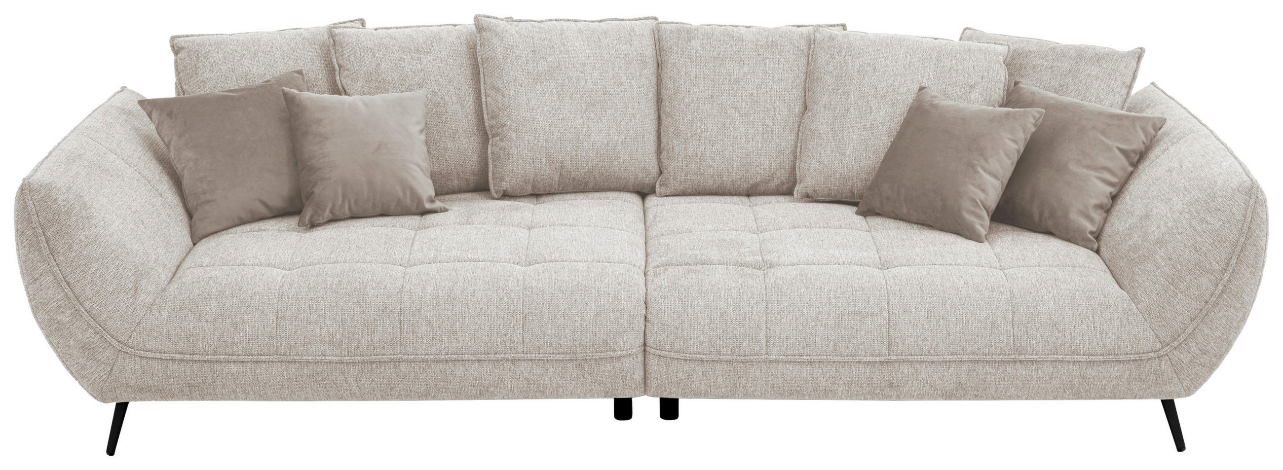 BIGSOFA in Flachgewebe Beige  - Beige/Schwarz, Design, Textil/Metall (311/95/130cm) - Livetastic