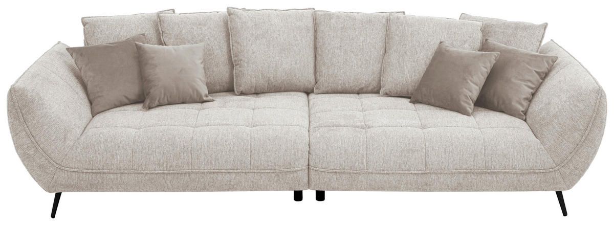 BIGSOFA in Flachgewebe Beige  - Beige/Schwarz, Design, Textil/Metall (311/95/130cm) - Livetastic