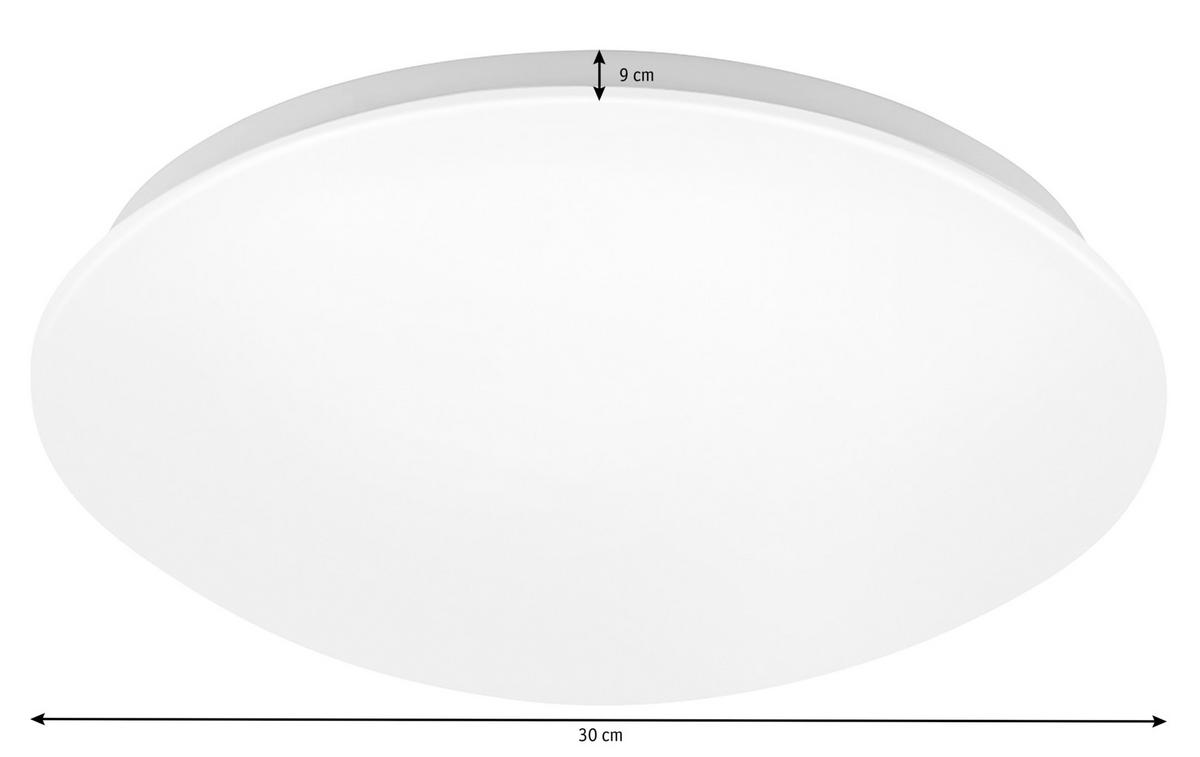 STROPNÍ LED SVÍTIDLO, 30/9 cm  - bílá, Basics, kov/plast (30/9cm)