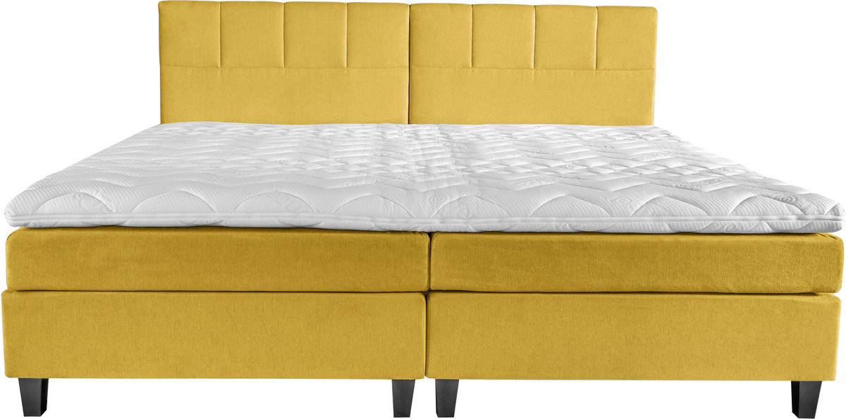 BOXSPRINGBETT 240/200 cm  in Gelb, Honig  - Wengefarben/Gelb, Trend, Holz/Textil (240/200cm) - Esposa