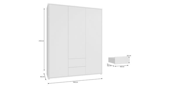 DREHTÜRENSCHRANK 169/214/60 cm,  in Weiß, 3-türig  - Weiß, Trend, Holzwerkstoff (169/214/60cm) - Carryhome