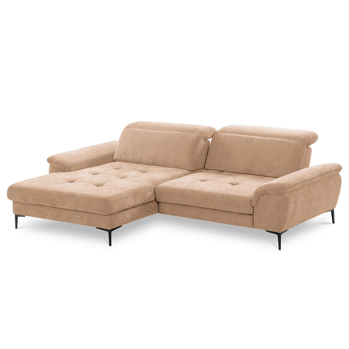 ECKSOFA 195/268 cm PRADO in Webstoff Rotbraun Bettkasten, Kopfteilverstellung, Sitztiefenverstellung  195/268 cm  - Rotbraun/Schwarz, Design, Textil/Metall (195/268cm) - Livetastic