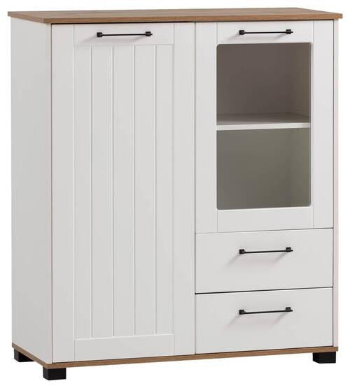 HIGHBOARD  in 113,1/99,2/41 cm  - Eichefarben/Schwarz, MODERN, Glas/Holzwerkstoff (113,1/99,2/41cm) - MID.YOU