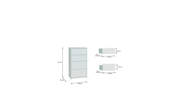 KOMMODE , 55/99/35 cm, 4 Schublade(n)  - Silberfarben/Hellgrau, Trend, Holzwerkstoff/Kunststoff (55/99/35cm) - Carryhome
