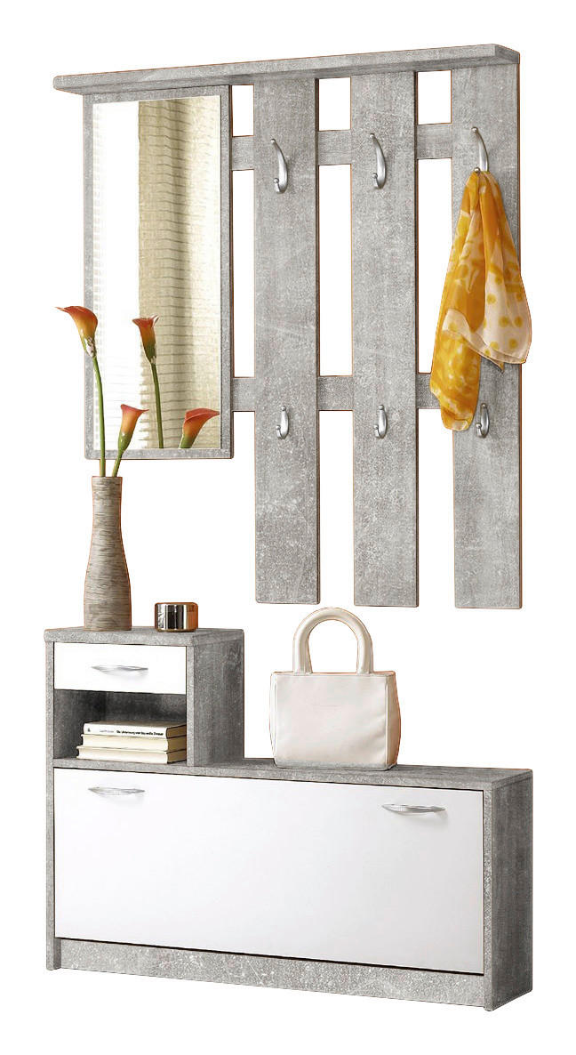 Mid.you Garderobe Grau, Weiß 100x191x25 cm