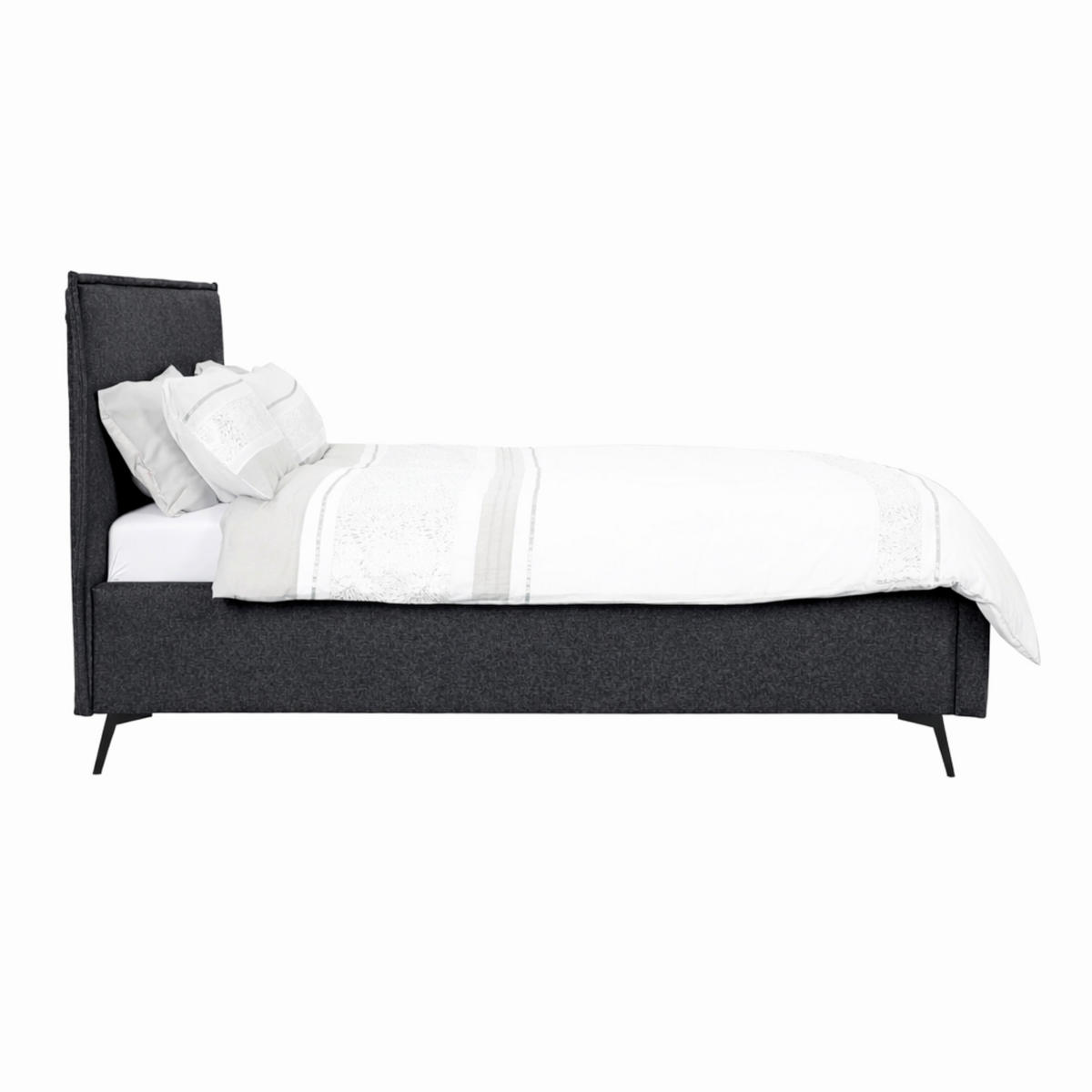 POLSTERBETT Dunkelgrau 180/200 cm  - Dunkelgrau/Schwarz, MODERN, Holz/Textil (180/200cm) - MID.YOU