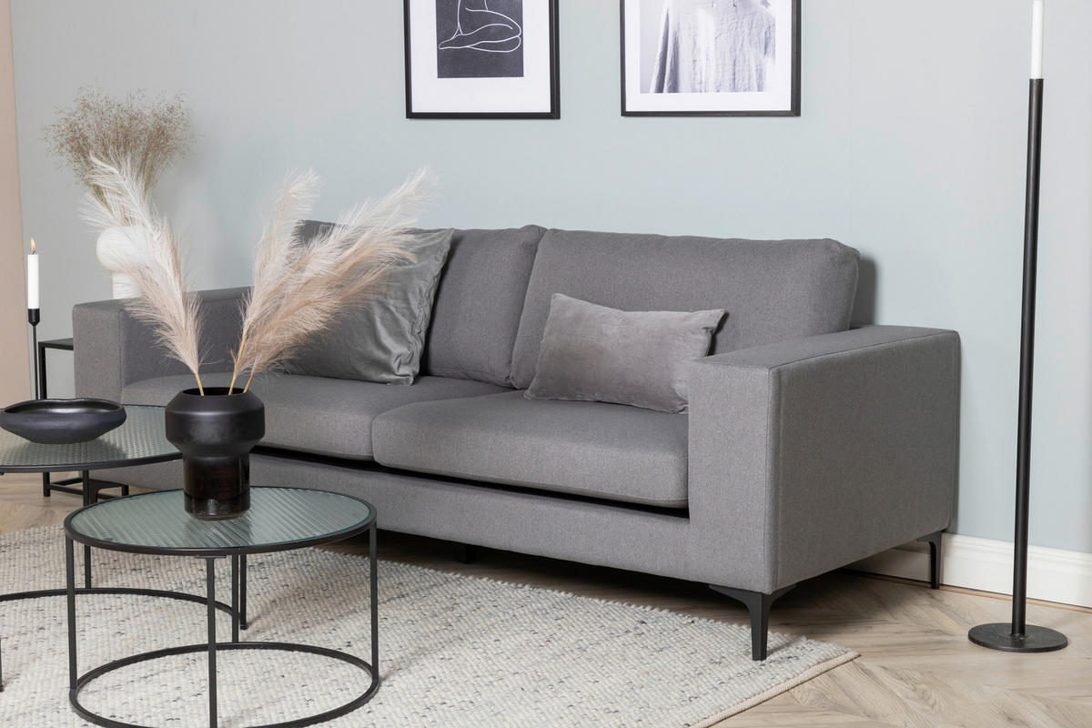 2-SITS SOFFA i metall, textil grå, svart  - grå/svart, Design, metall/textil (215/84/88cm) - Livetastic