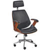 CHEFSESSEL Lederlook Schwarz, Chromfarben, Walnussfarben  - Chromfarben/Walnussfarben, MODERN, Holz/Kunststoff (66/113-121/71cm) - Livetastic