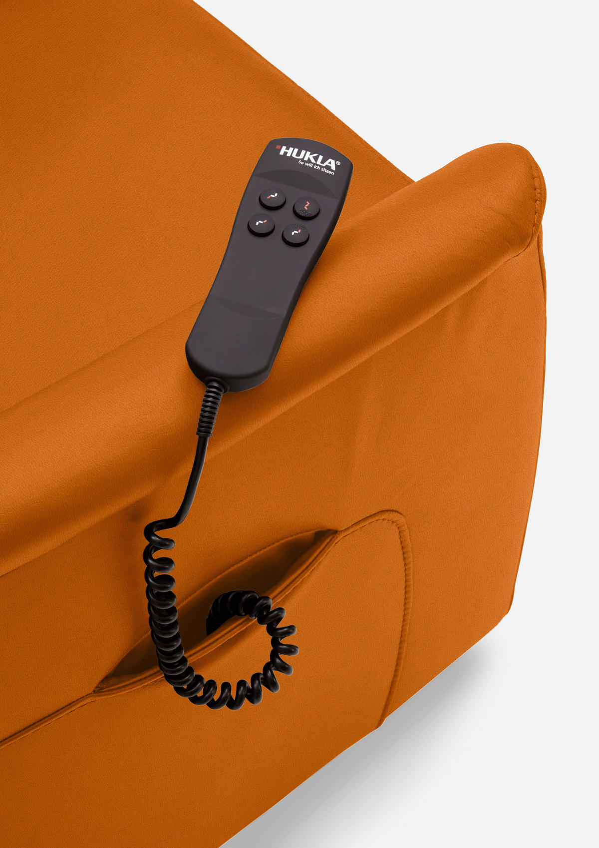 FERNSEHSESSEL Valdera  mit Relaxfunktion, Aufstehhilfe, Rücken echt Echtleder Orange  - Schwarz/Orange, KONVENTIONELL, Leder/Kunststoff (70/107/88cm) - Livetastic