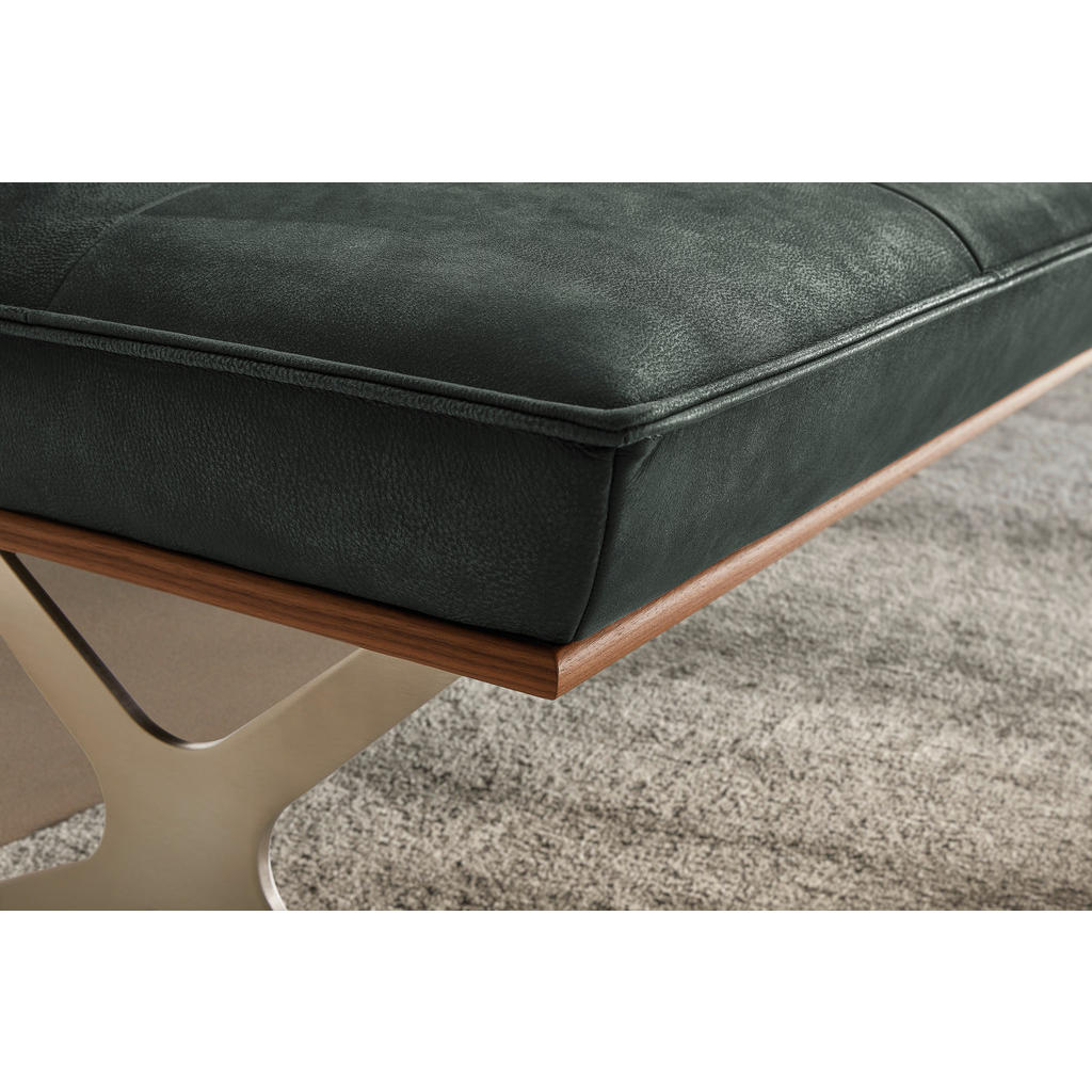 Thumbnail - Koinor Sitzbank, Edelstahl, Dunkelgrün, Holz, Metall, Leder, Echtleder, Büffelleder, Nussbaum, furniert, 3-Sitzer, 214x8...