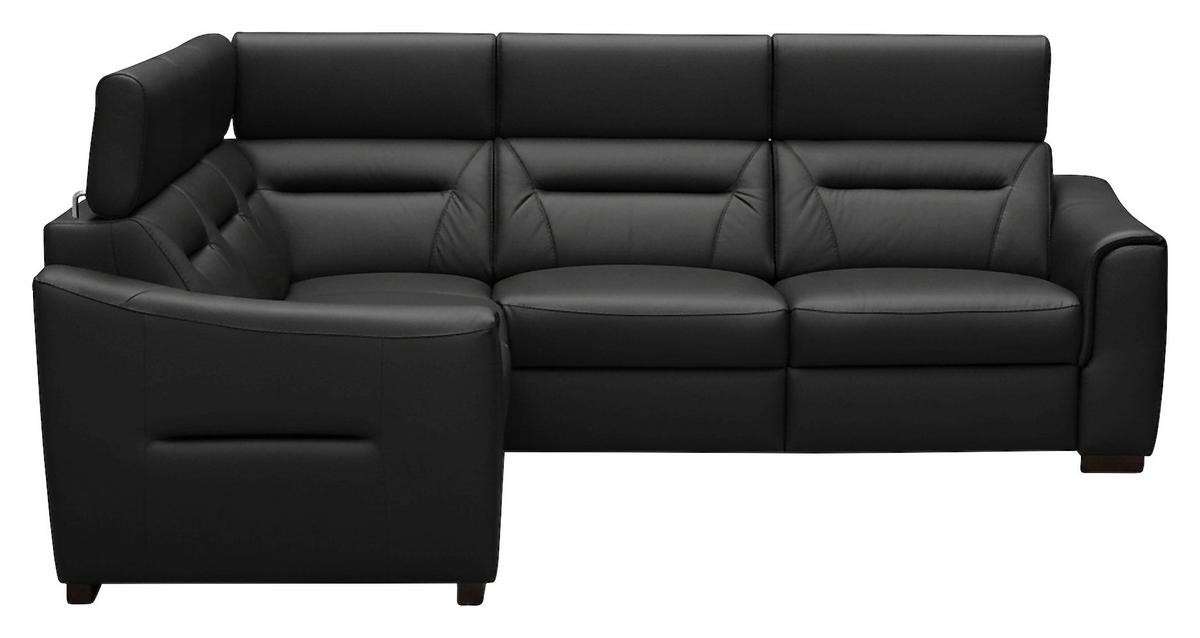 ECKSOFA Lederlook Echtleder Schwarz  - Wengefarben/Schwarz, Design, Leder/Holz (260/260cm) - Celina Home