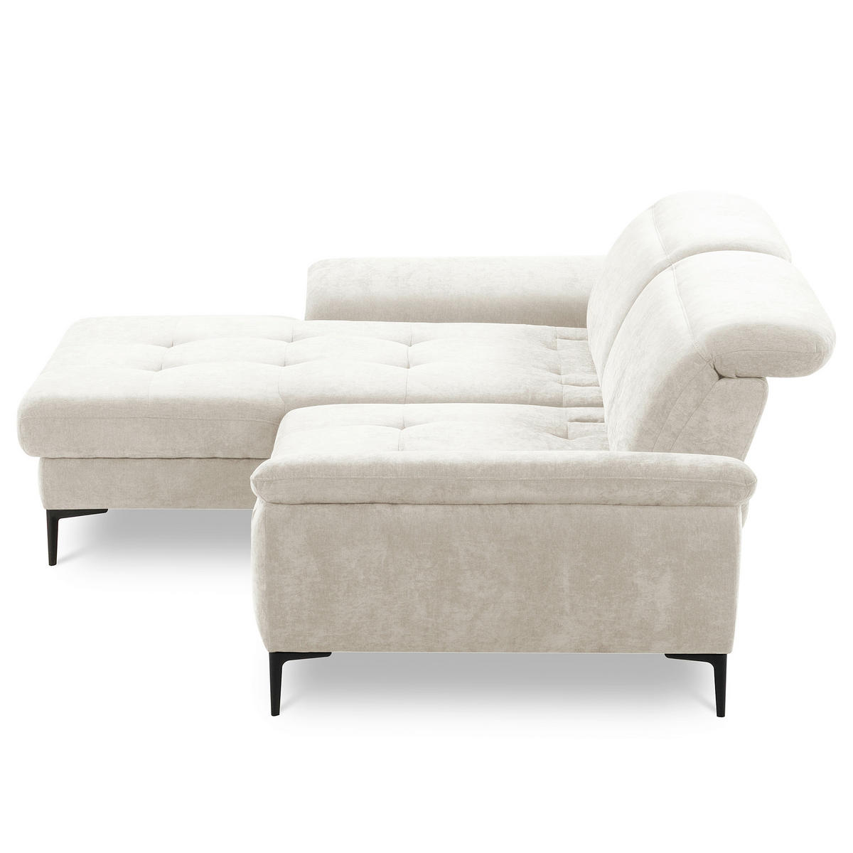 ECKSOFA  Webstoff Creme  - Creme/Schwarz, Design, Textil/Metall (195/268cm) - Livetastic