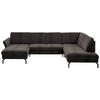WOHNLANDSCHAFT in Velours Dunkelbraun  - Dunkelbraun/Schwarz, Design, Textil/Metall (179/335/220cm) - Beldomo System