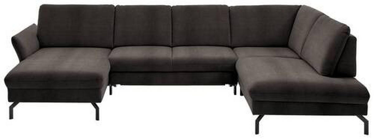 WOHNLANDSCHAFT in Velours Dunkelbraun  - Dunkelbraun/Schwarz, Design, Textil/Metall (179/335/220cm) - Beldomo System