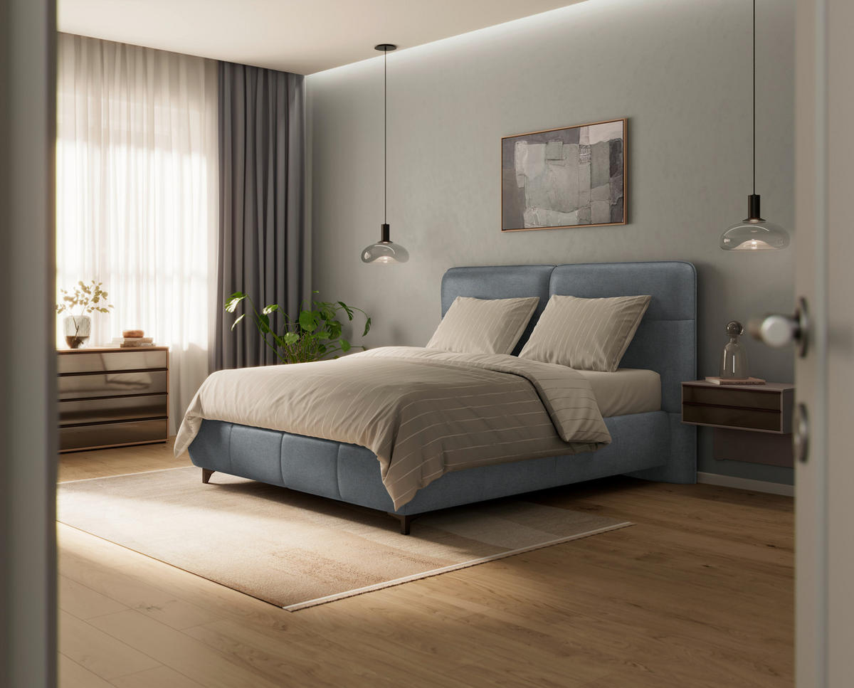 BOXSPRINGBETT 180/200 cm  in Grau  - Alufarben/Grau, KONVENTIONELL, Textil/Metall (180/200cm) - Dieter Knoll