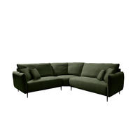 ECKSOFA in Cord Dunkelgrün  - Dunkelgrün/Schwarz, Design, Textil/Metall (256/256cm) - Livetastic