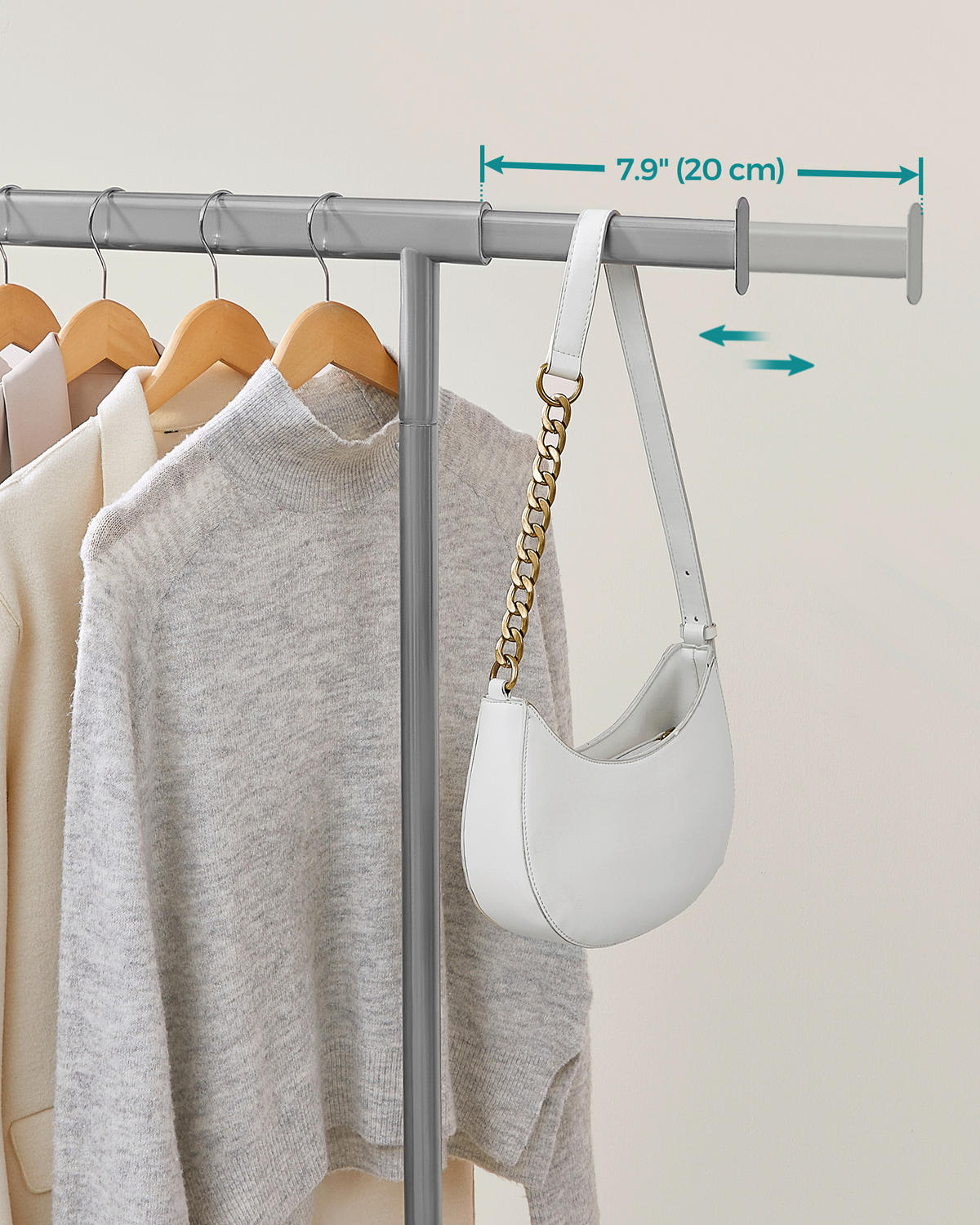 KLEIDERWAGEN in Grau 92/161,5/45 cm   - Grau, Basics, Kunststoff/Metall (92/161,5/45cm)