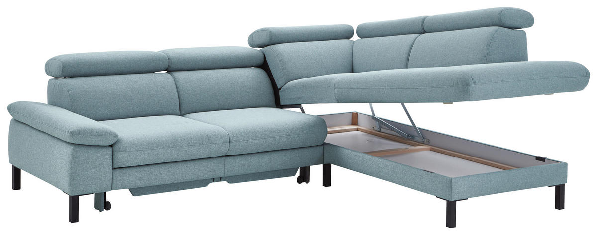 SJEDEĆA GARNITURA drvni materijal, drvo, tekstil  tirkizna, plavkastosiva   - tirkizna/plavkastosiva, Moderno, drvni materijal/drvo (272/217cm) - Pure Home Comfort