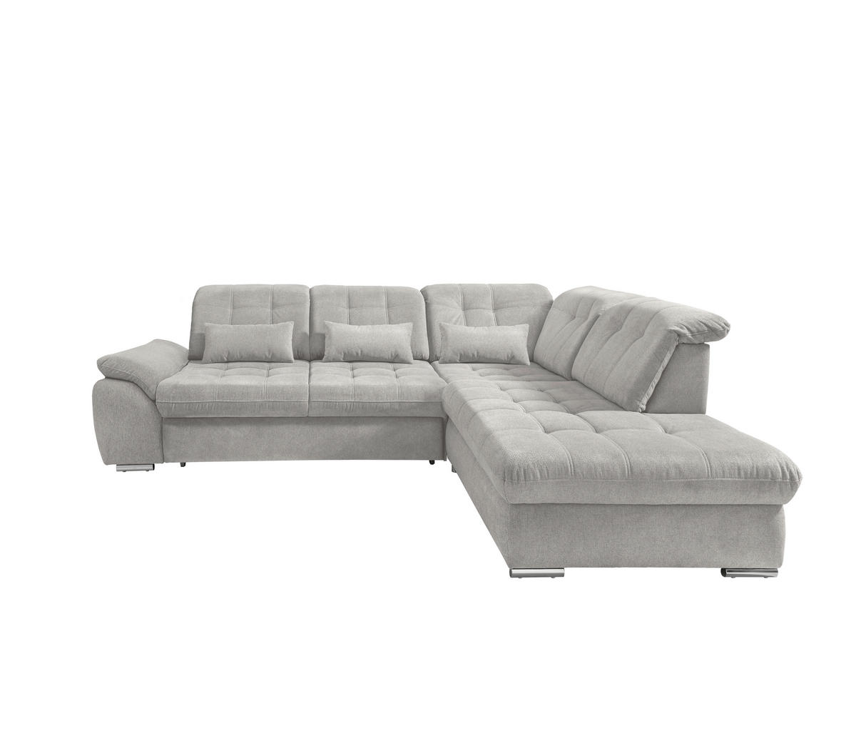 ECKSOFA Flachgewebe Grau  - Chromfarben/Grau, Modern, Textil/Metall (308/254cm) - Livetastic