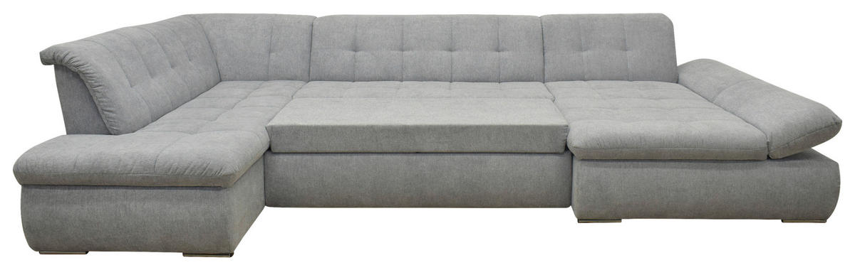WOHNLANDSCHAFT in Mikrofaser Grau  - Chromfarben/Grau, KONVENTIONELL, Textil/Metall (216/353/172cm) - MID.YOU