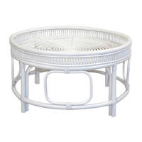 COUCHTISCH Rattan massiv 75/75/41 cm rund Weiß  - Weiß, Design, Holz (75/75/41cm) - MID.YOU