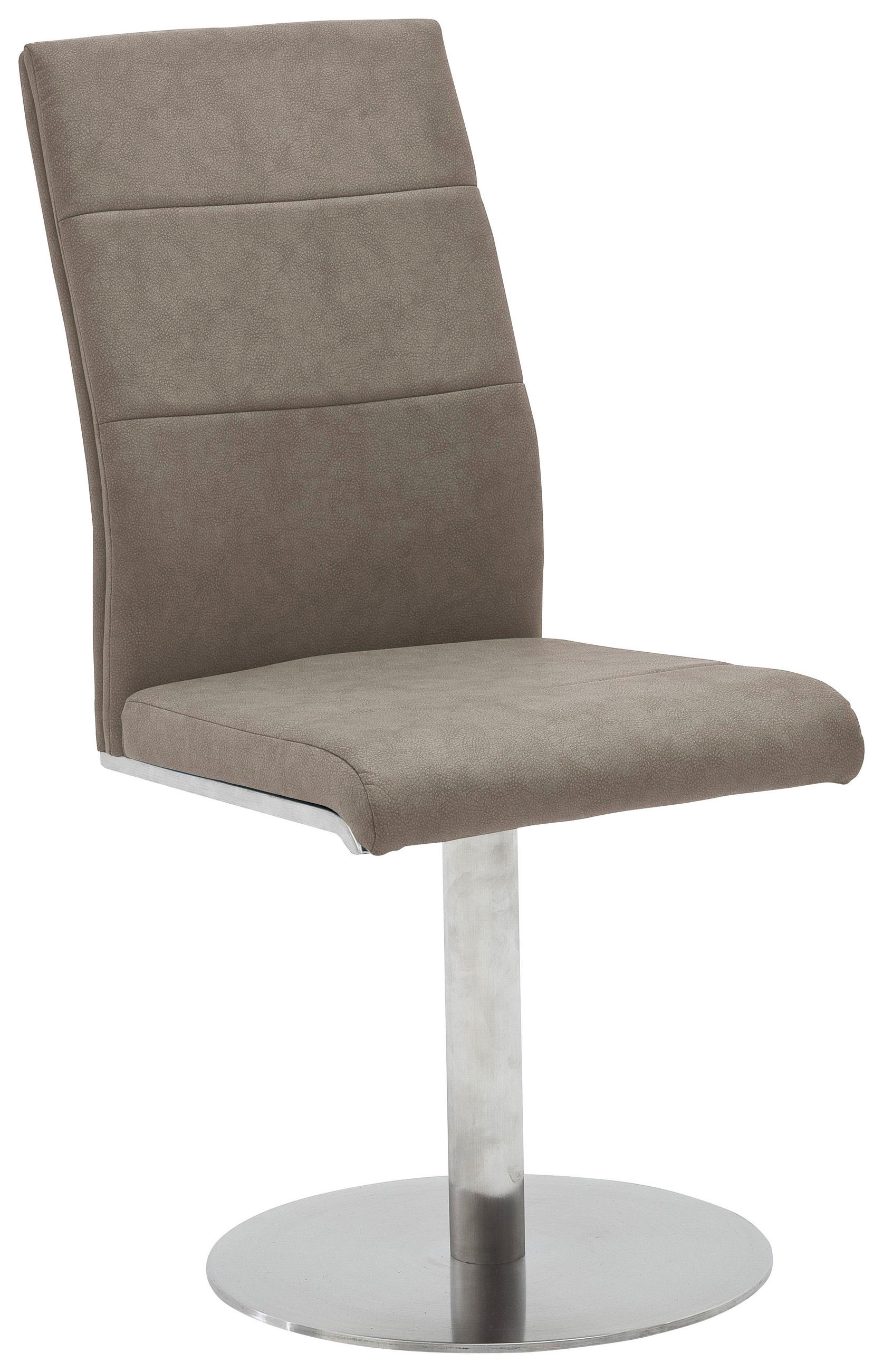 Stuhl in Metall, Textil Taupe, Edelstahlfarben