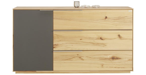 SIDEBOARD Wildkernbuche massiv Anthrazit, Buchefarben Einlegeboden  - Anthrazit/Buchefarben, KONVENTIONELL, Glas/Holz (150/82/42cm) - Valnatura