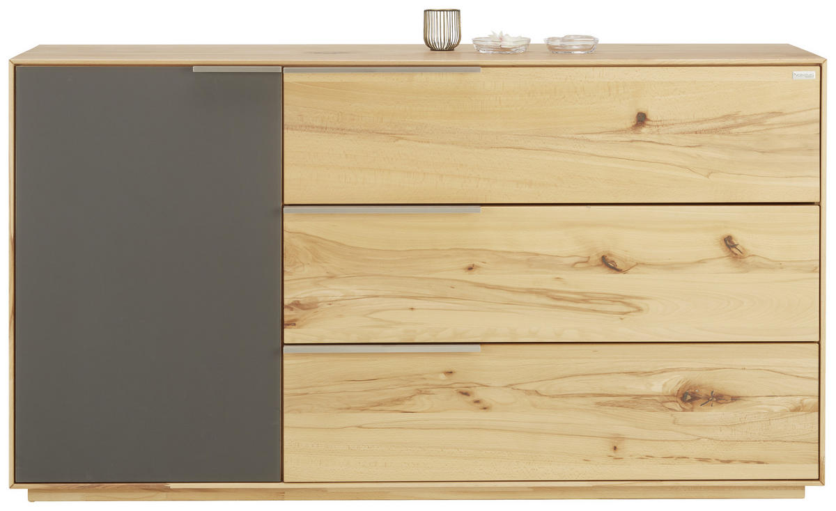 SIDEBOARD  in 150/82/42 cm  - Anthrazit/Buchefarben, KONVENTIONELL, Glas/Holz (150/82/42cm) - Valnatura