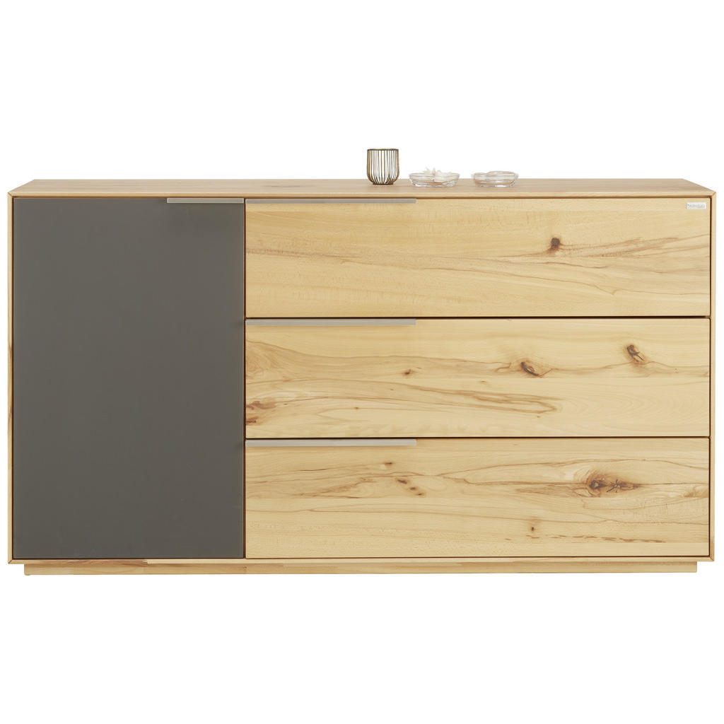 Thumbnail - Valnatura Sideboard, Anthrazit, Buche, Holz, Wildkernbuche, massiv, 2 Fächer, 3 Schubladen, 150x82x42 cm, Typenauswahl, ...