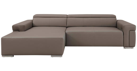 ECKSOFA DUA in Echtleder Grau  170/293 cm  - Chromfarben/Grau, Design, Leder/Metall (170/293cm) - Novel