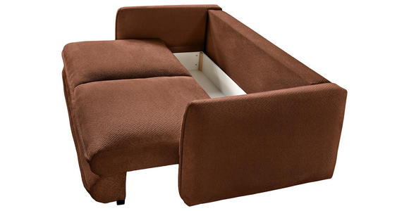 SCHLAFSOFA Struktur Rostfarben Zierkissen, Rückenkissen, Bettkasten, Schlaffunktion, Rücken echt, Liegefläche im Originalstoff  - Rostfarben/Schwarz, KONVENTIONELL, Kunststoff/Textil (237/94/117cm) - Carryhome