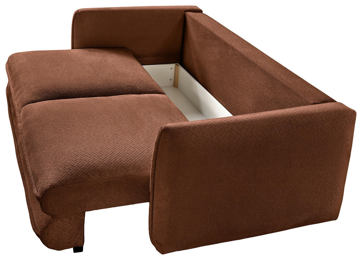 SCHLAFSOFA  mit Liegefunktion, Rücken echt Struktur Rostfarben  - Rostfarben/Schwarz, KONVENTIONELL, Kunststoff/Textil (237/94/117cm) - Carryhome