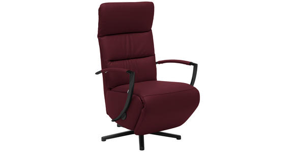 RELAXSESSEL in Leder Weinrot - Weinrot/Schwarz, Design, Leder/Metall (64/112/80cm) - Cantus
