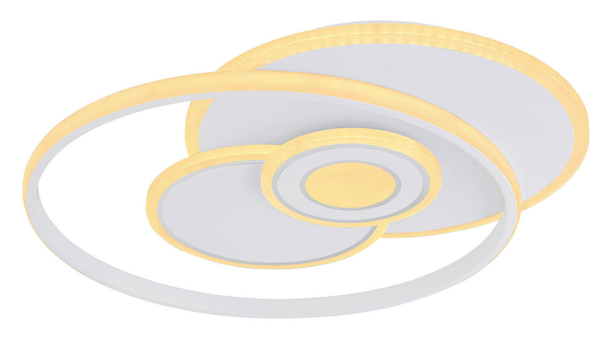 LED-DECKENLEUCHTE RODERICK 54,5/46/6 cm   - Chromfarben/Opal, Design, Kunststoff/Metall (54,5/46/6cm) - Globo