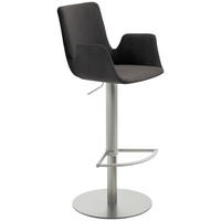 BARHOCKER Lederlook, Mikrofaser Graphitfarben, Edelstahlfarben Edelstahl Sitzfläche 360° drehbar  - Edelstahlfarben/Graphitfarben, Design, Textil/Metall (53/84-109/50cm) - Novel