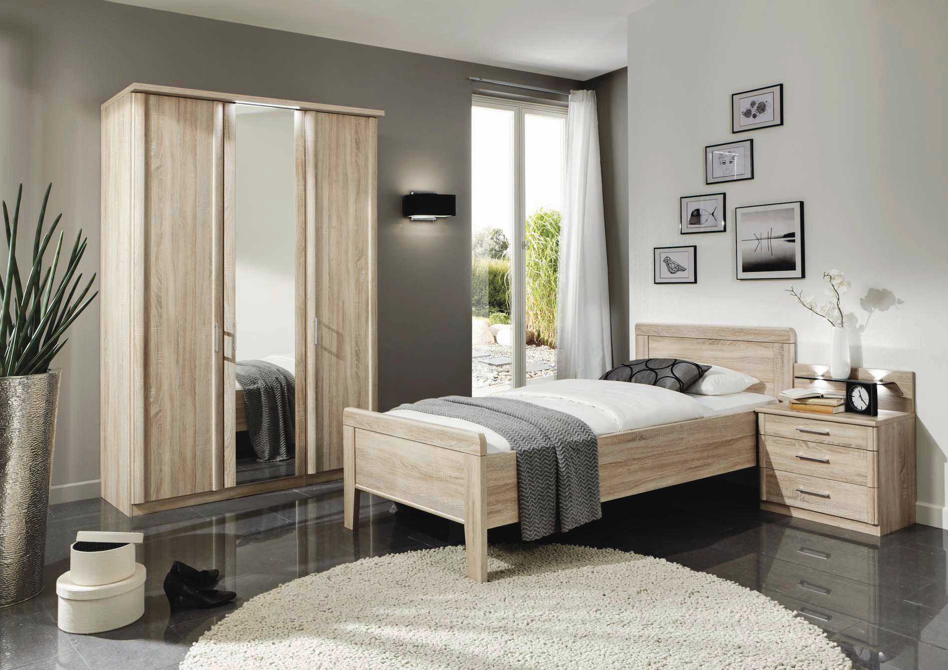 EINZELZIMMER Eichefarben  - Eichefarben, Konventionell, Glas/Holzwerkstoff (90/200cm) - Venda