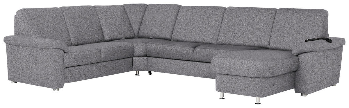 WOHNLANDSCHAFT Grau Flachgewebe  - Chromfarben/Grau, KONVENTIONELL, Textil/Metall (240/336/163cm) - Beldomo System